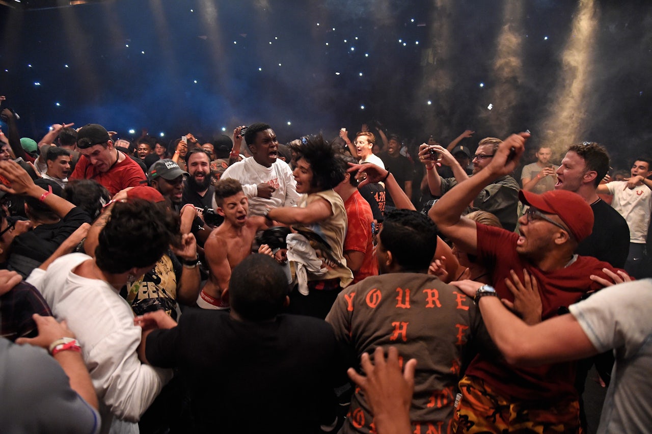 Kanye fans moshing at a Saint Pablo Tour stop in New York City.