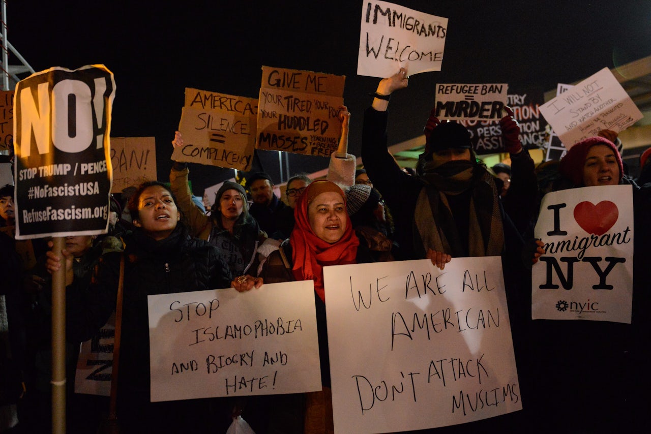 Protesters at JFK Airport.