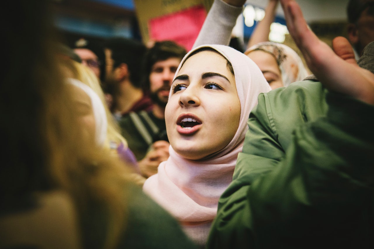 Thousands gather at O'hare International Airport in Chicago.