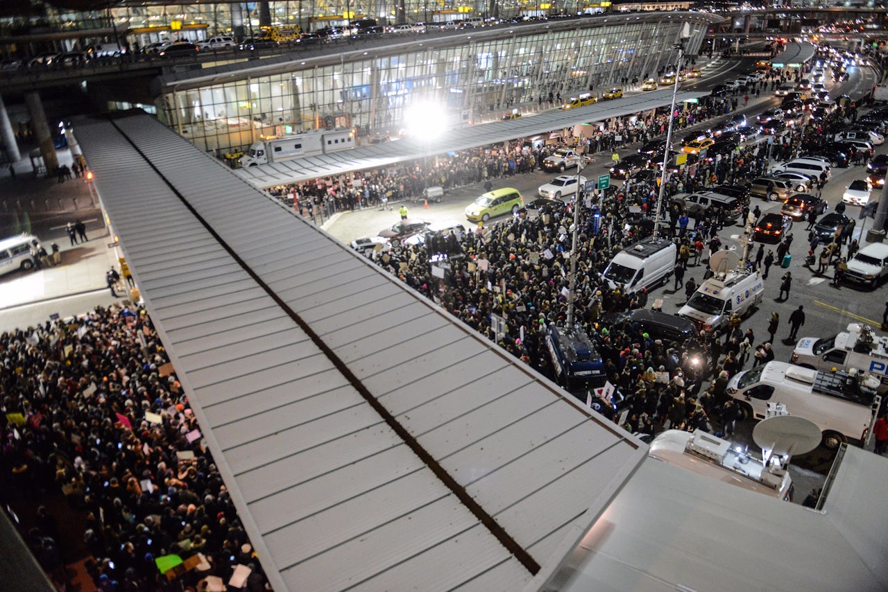 The crowd at JFK Airport.