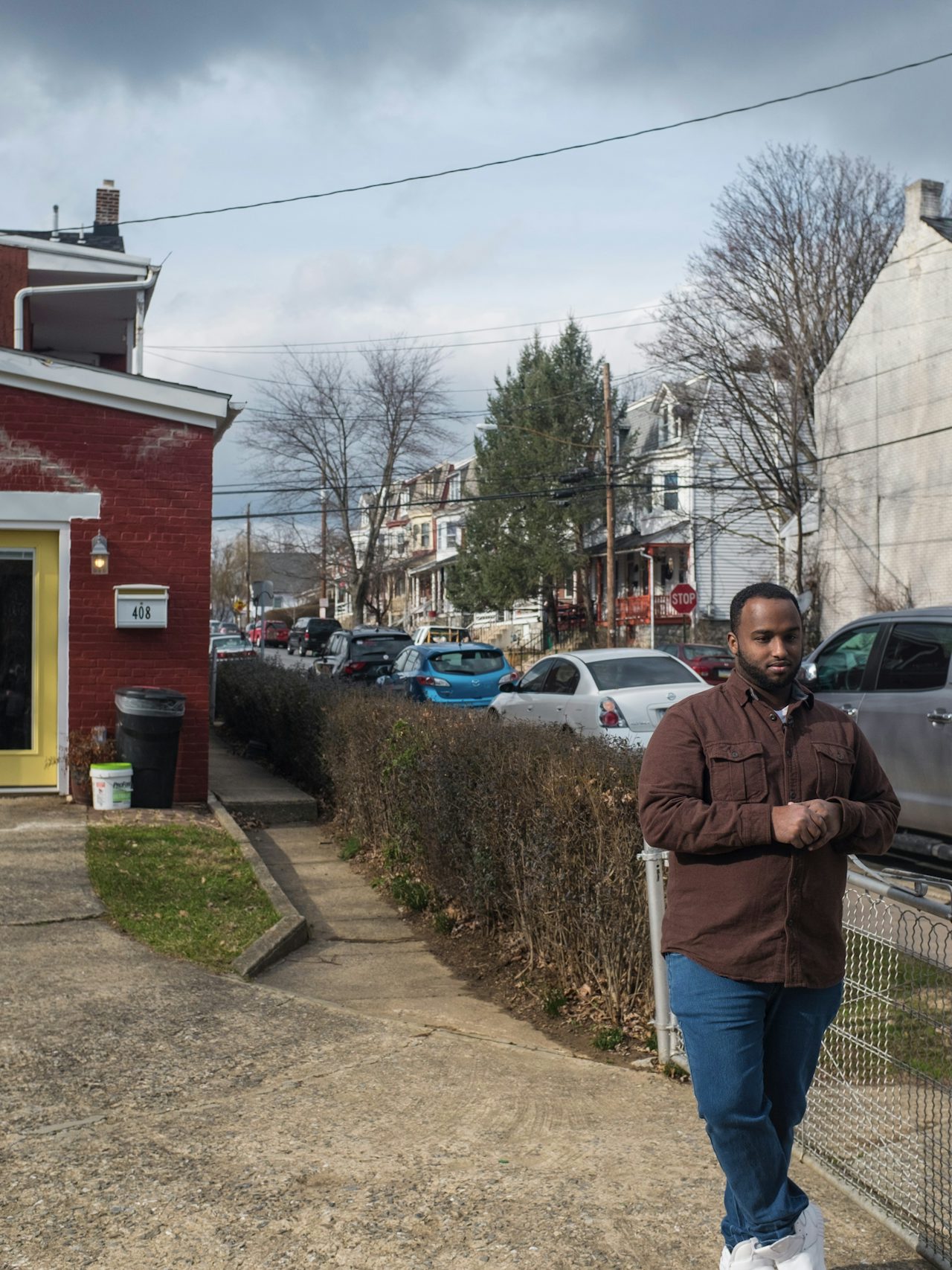 Mustafa O. Nuur, a 23-year-old refugee from Somalia, outside his office in Lancaster, Pennsylvania.