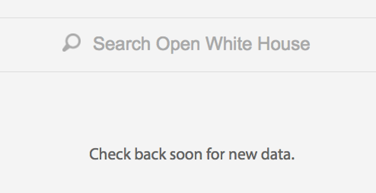 Screencap of current White House Open Data website