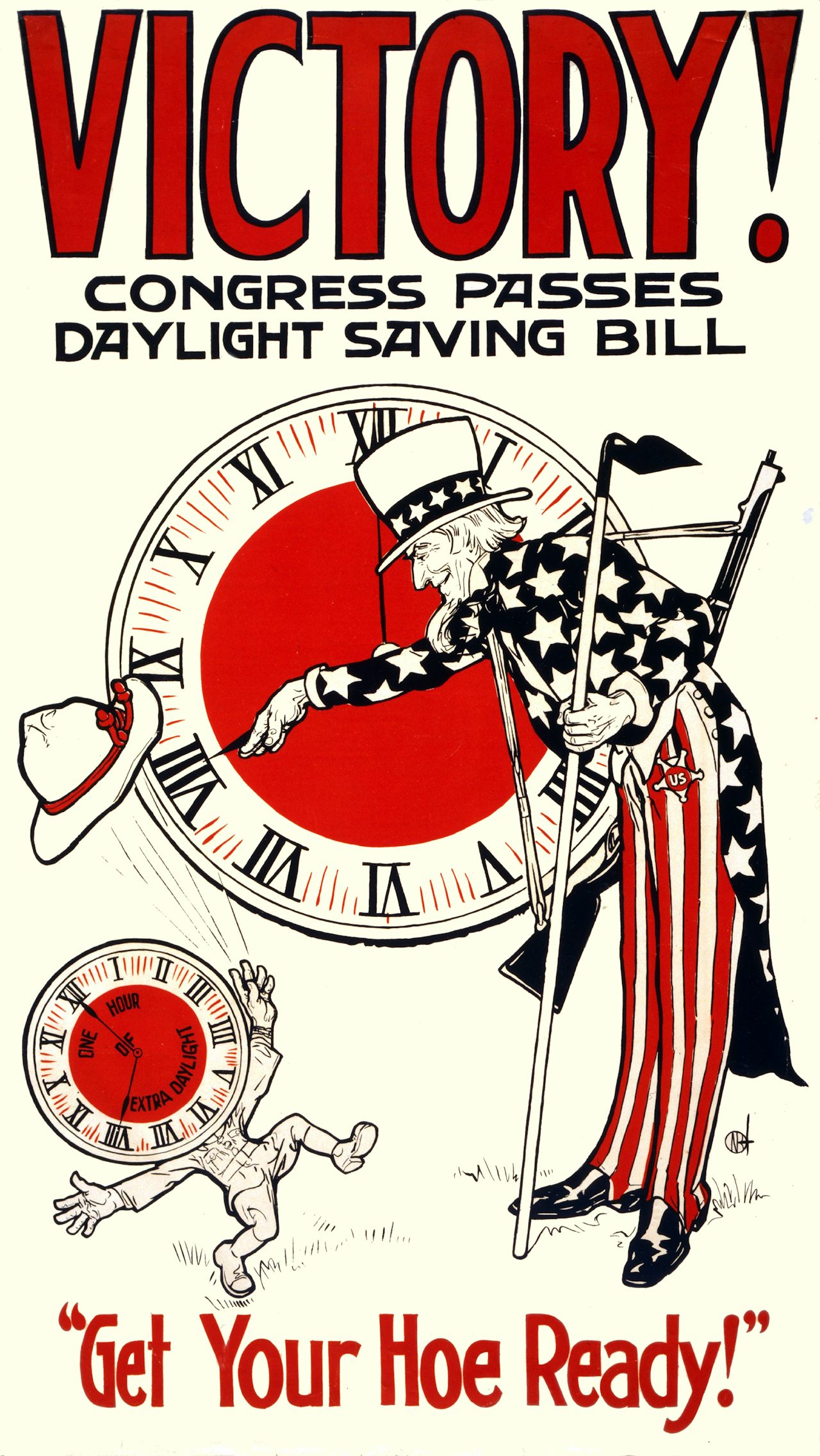 U.S. government poster celebrating the passage of the DST bill in 1918.