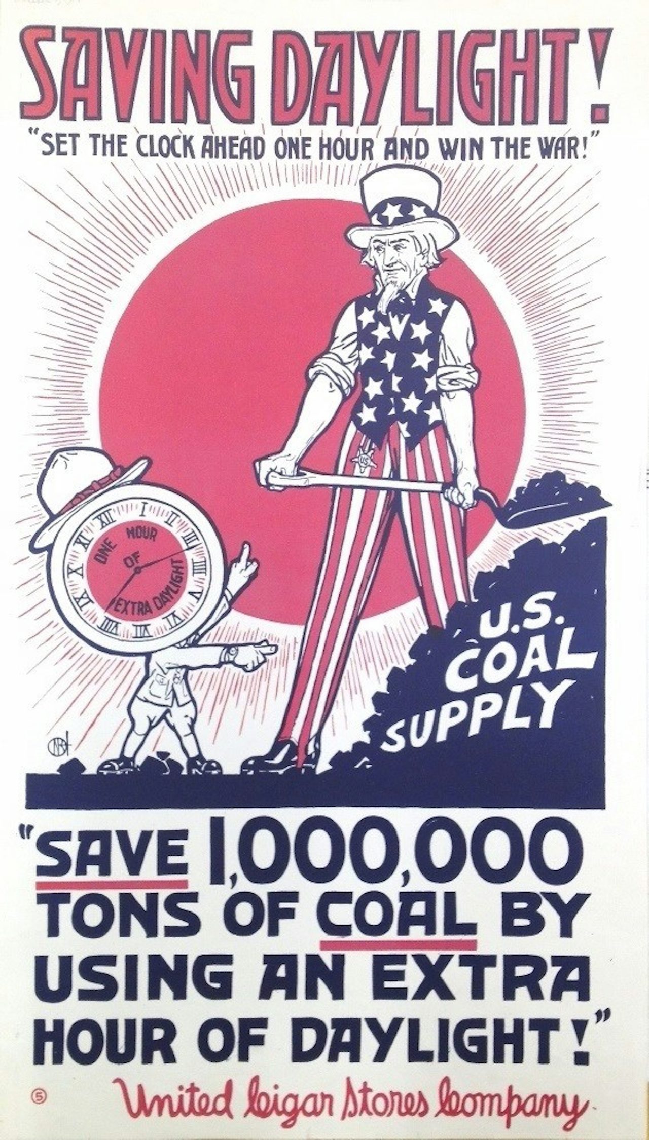 Pro-DST poster produced by the United Cigar Stores Company in 1917.