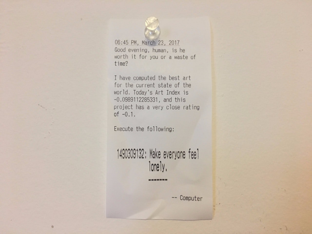 A prompt from The Best Art algorithm.