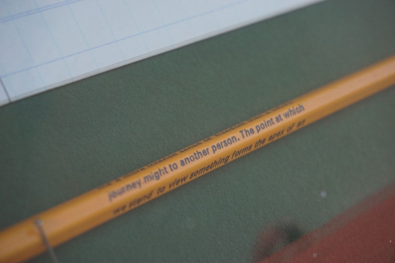A pencil with words from ‘The Book of Disquiet.’
