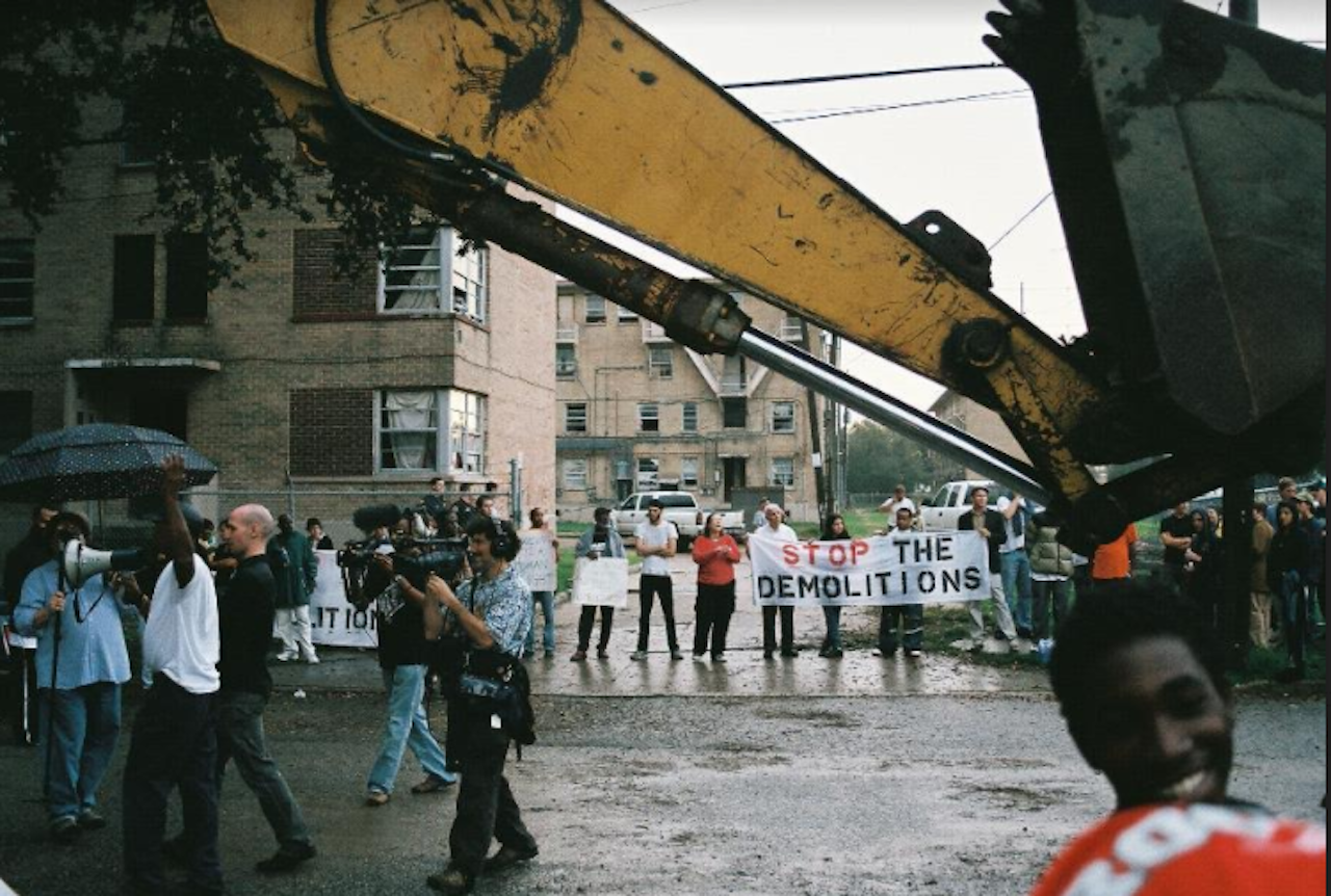 Members of the Stop the Demolition Coalition rally outside of the B.W. Cooper public housing development in 2007.
