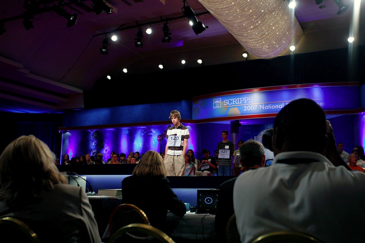 Colin Qualters competes in the preliminary rounds of the Scripps National Spelling Bee in 2007.