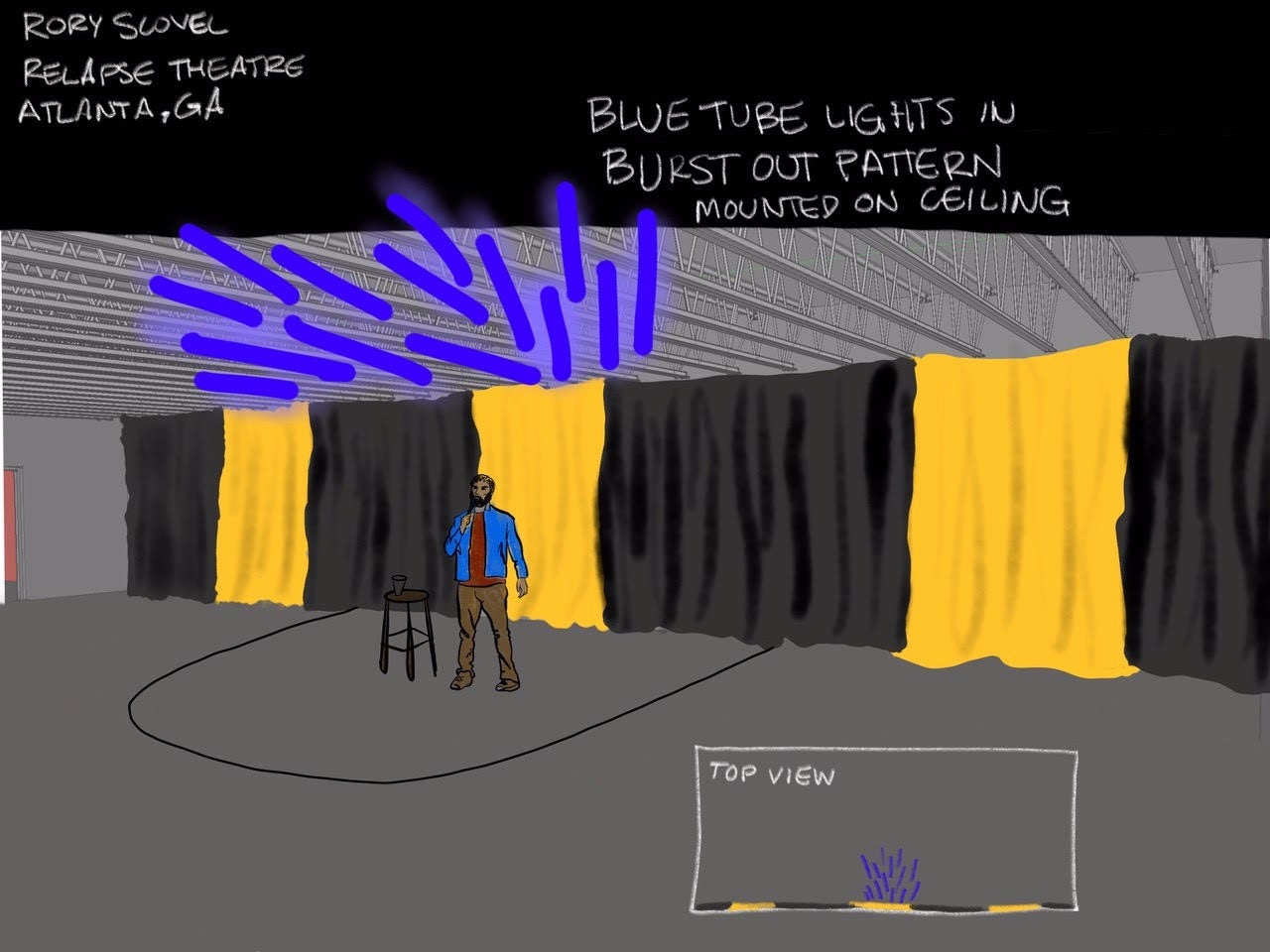 Before production, the production team maps out lighting and other visual considerations.