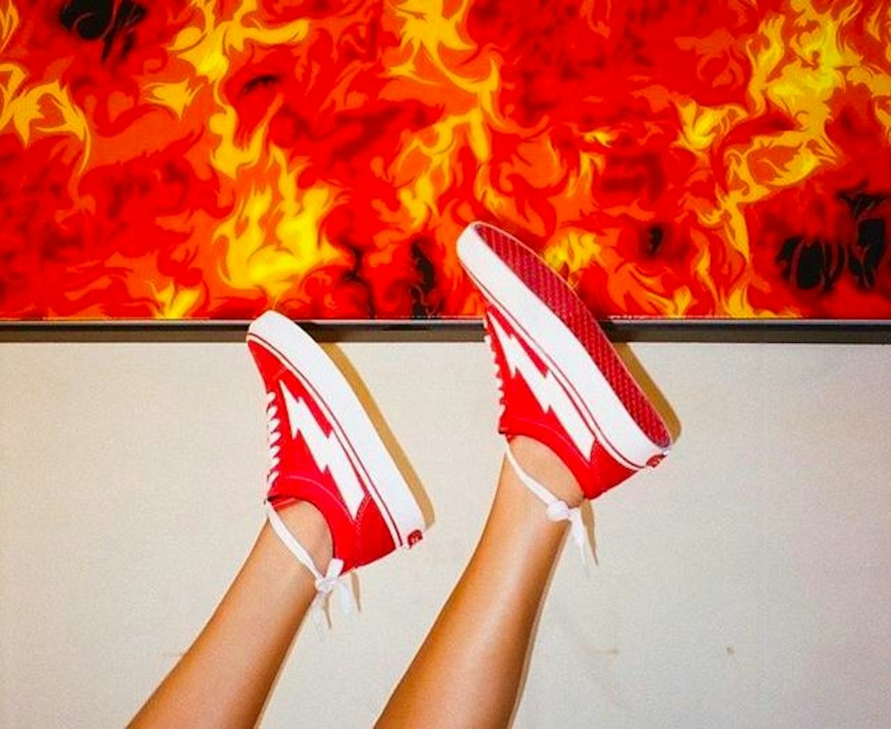 Red best sale lightning vans