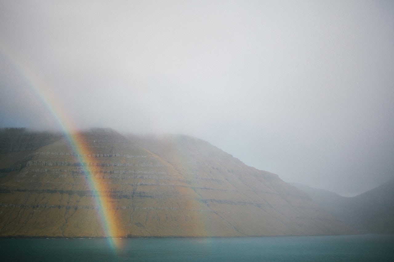 A double rainbow over Kalsoy, one of the Faroe Islands.