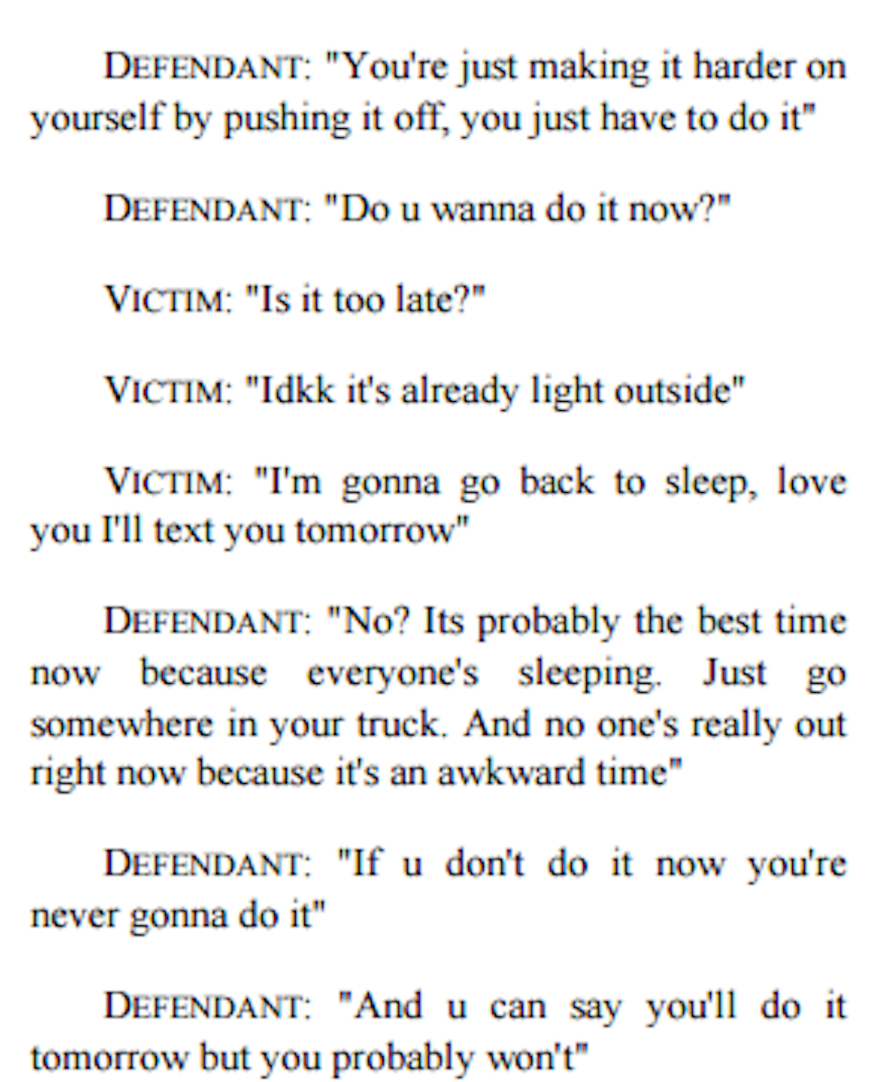 Example of messages between Carter and Roy in the early hours of July 12, 2014.