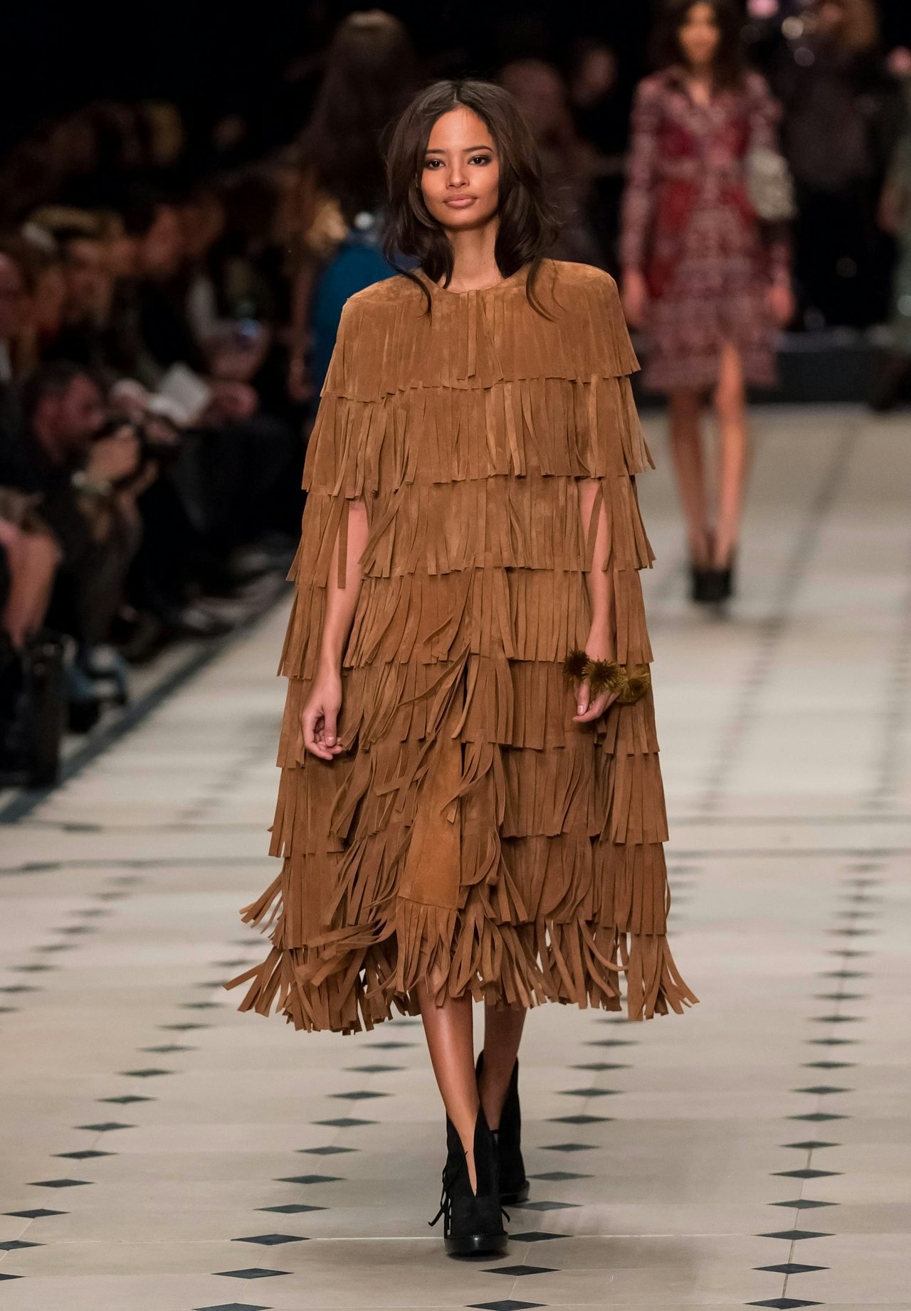 A model walks in Burberry Prorsum's London Fashion Week show in February 2015.