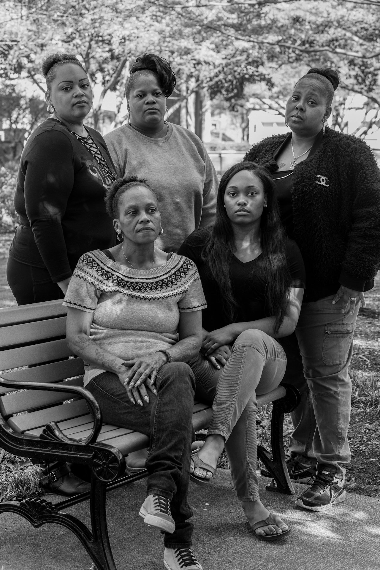 Clockwise from back left: Aisha Flood, Dawn Prince (a family friend), Rose Harden (an aunt of Jaqwan and Maurice), Ashley McLeod, and Cynthia Harden (the mother of Jaqwan and Maurice).