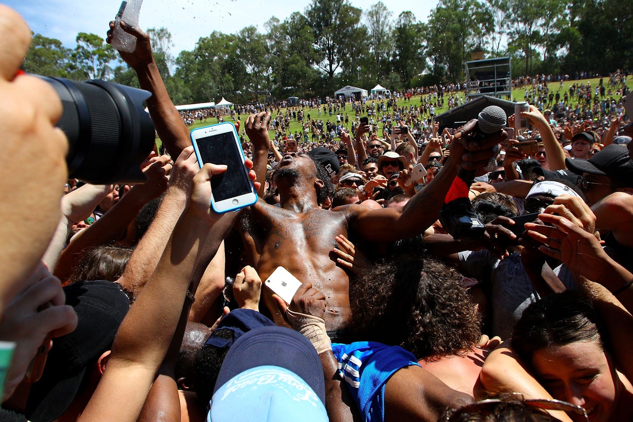 Desiigner performs in the crowd during FOMO Festival in Sydney, Australia.