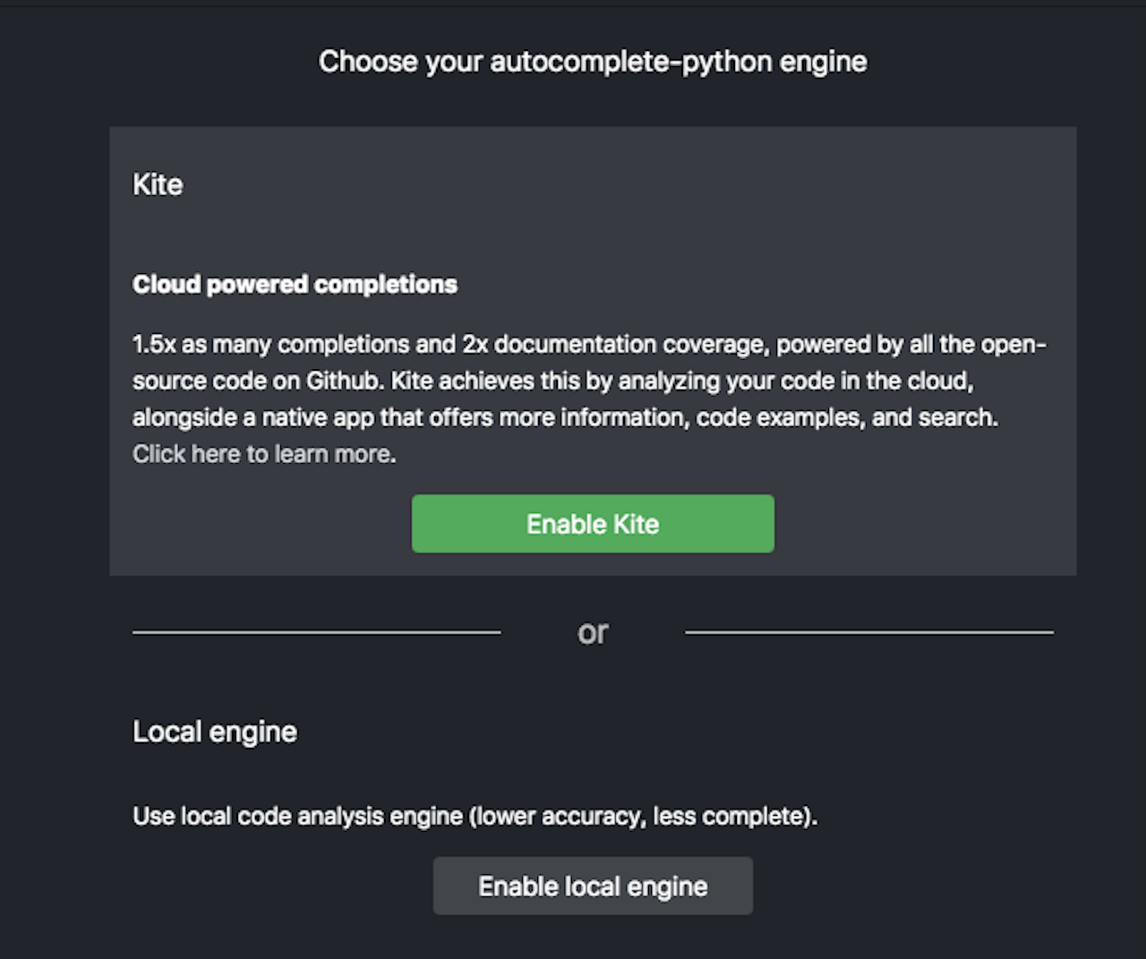 A screencap of the prompt shown by autocomplete-python.