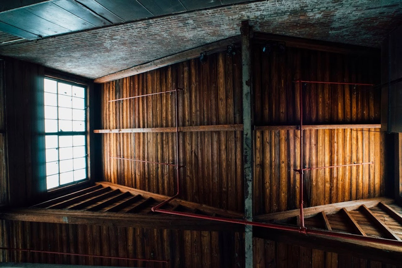 Detail shot of the Knockdown Center's ceiling.