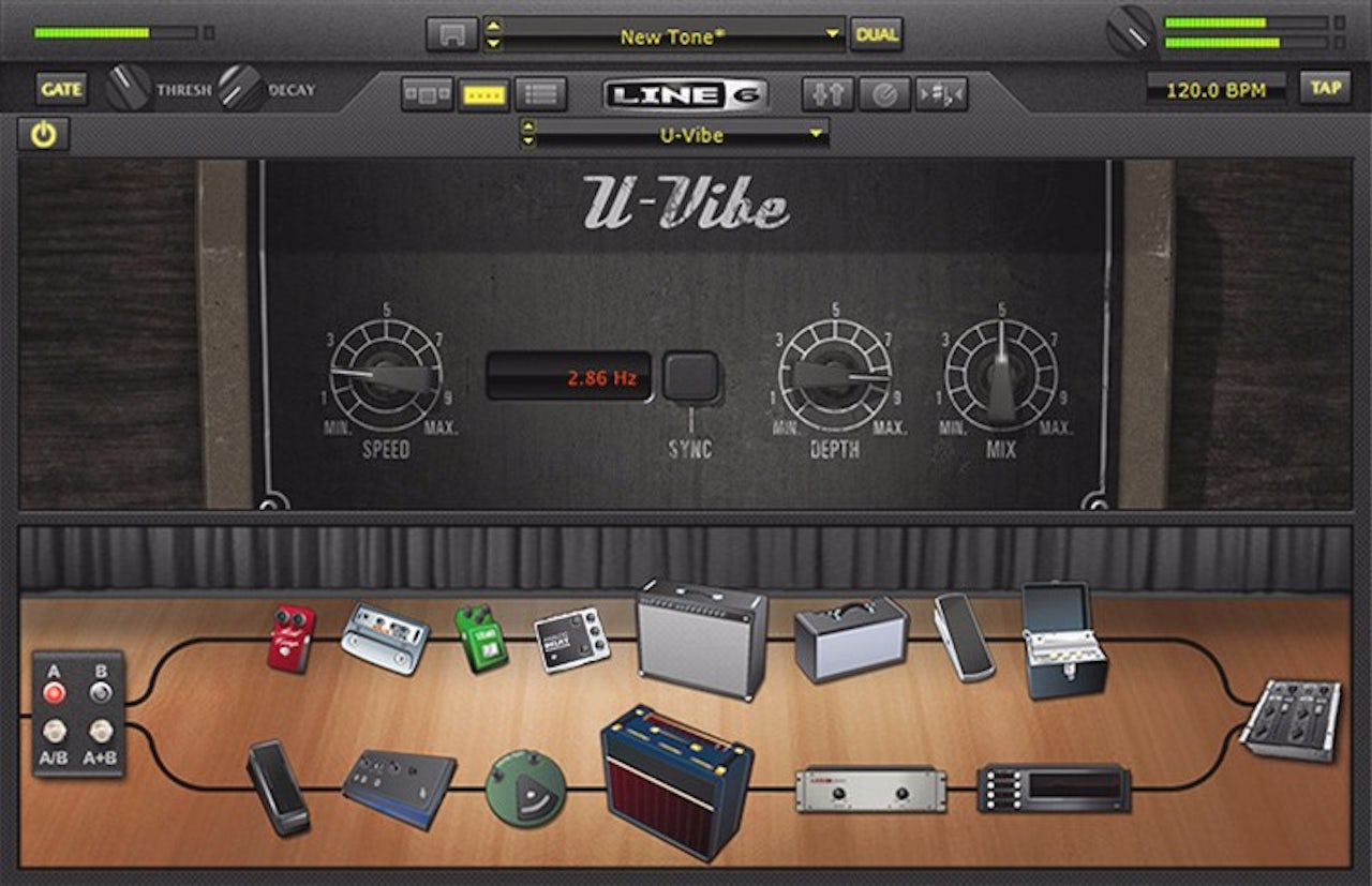 The U-Vibe amp simulator (not to be confused with the vibrator of the same name), in Pod Farm 2.5 (released 2011)