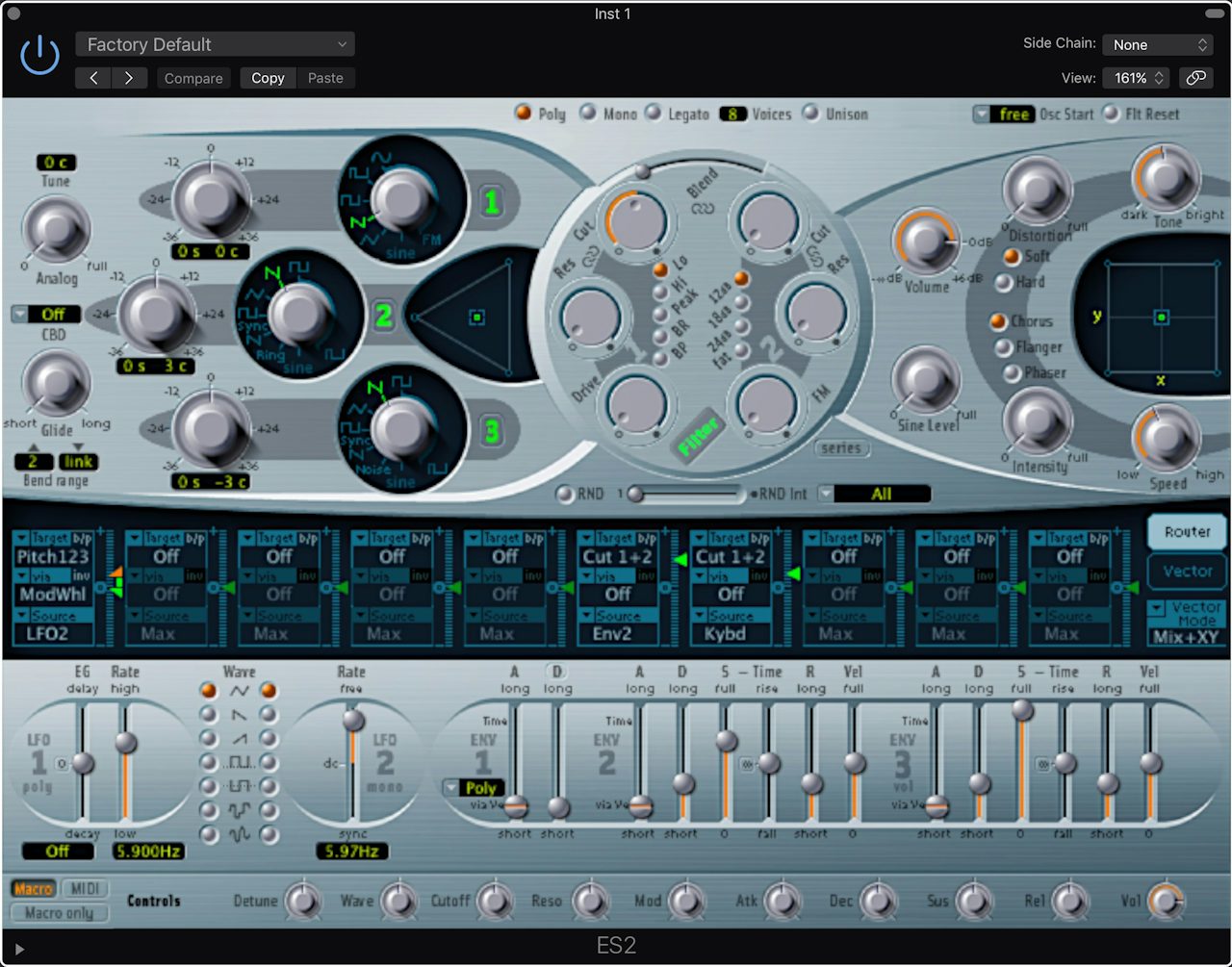 The ES2 synthesizer in Logic Pro X (released 2013)