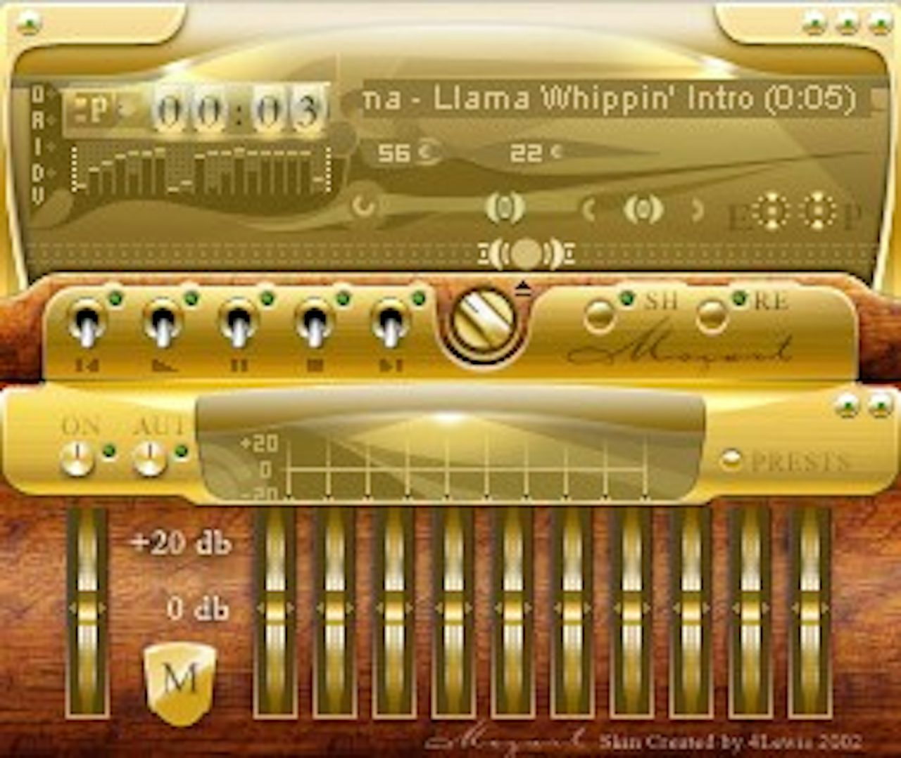 This Winamp skin evokes the glistening art deco aesthetic of the 1920s.