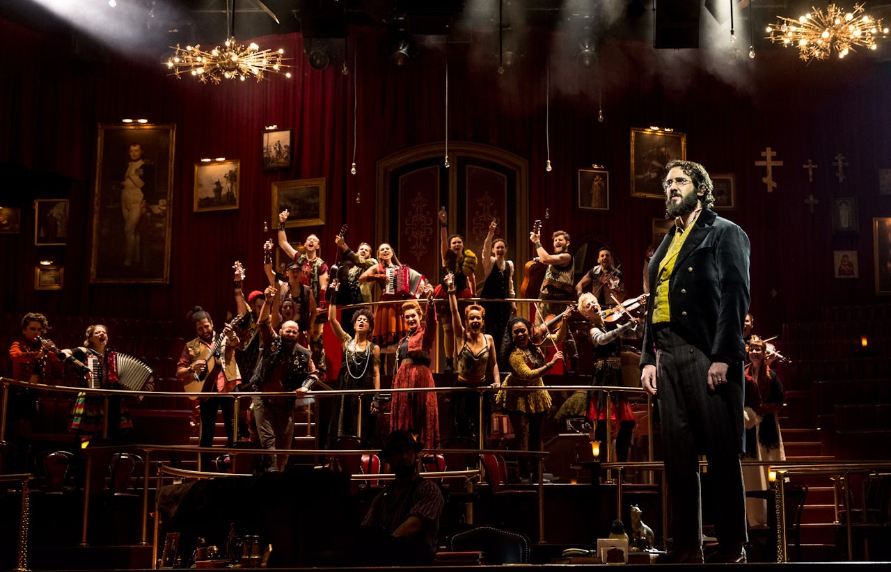 Josh Groban, far right, as Pierre.