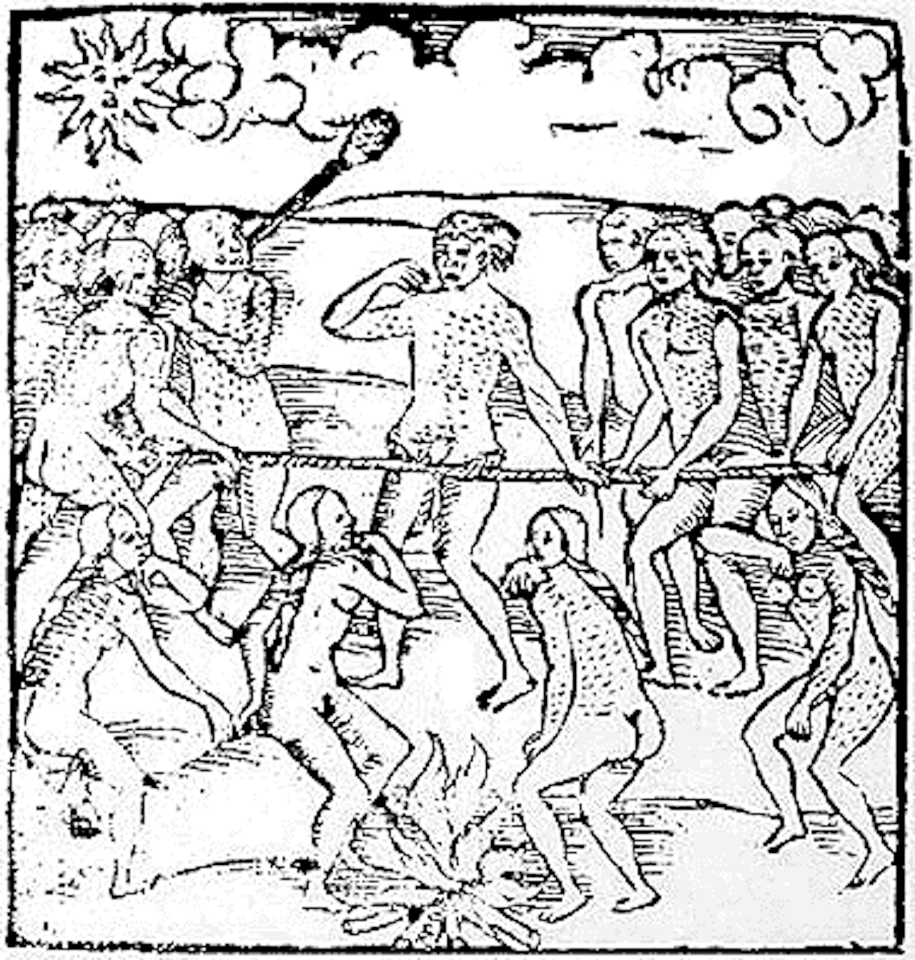 “Execution of a Prisoner Stuck in Mussurana.” Original woodcut, 1557.