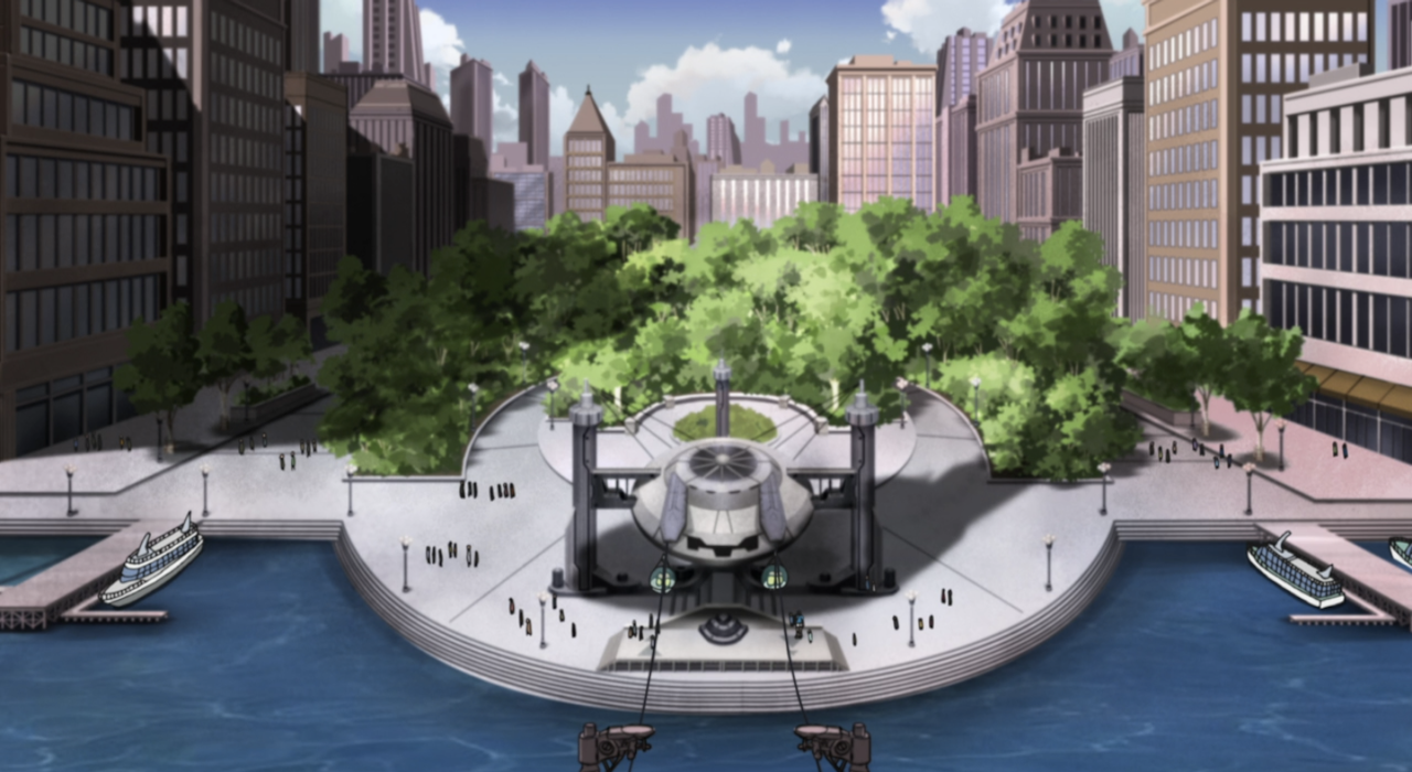 The central gondola station in Neo Yokio.