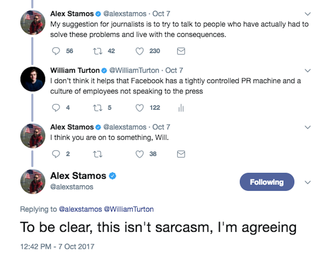 Facebook's Chief Security Officer Alex Stamos on Twitter.