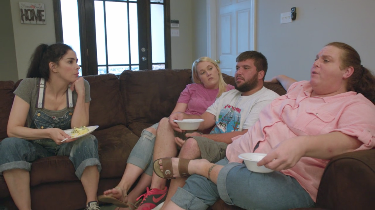 Silverman talks politics with the Standers family of Chalmette, LA.