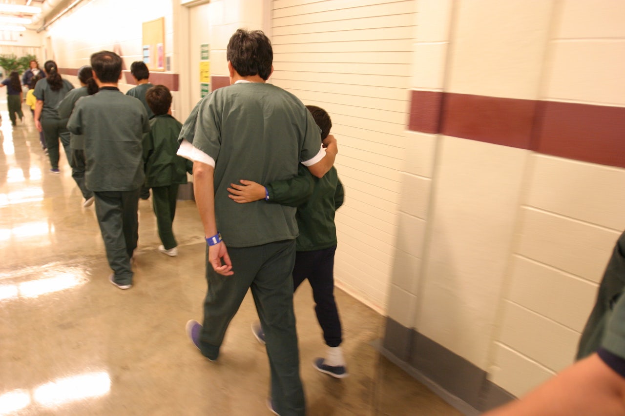 Families and children inside the T. Don Hutto Residential Center, an ICE detention facility, in Taylor, Texas.
