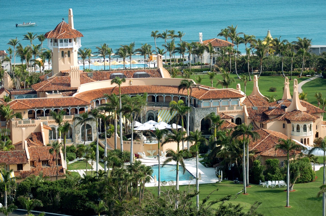 Aerial view of Mar-a-Lago, private club where Donald Trump has been spending weekends as President. In May, ProPublica found that the club’s Wi-Fi network had outdated security.