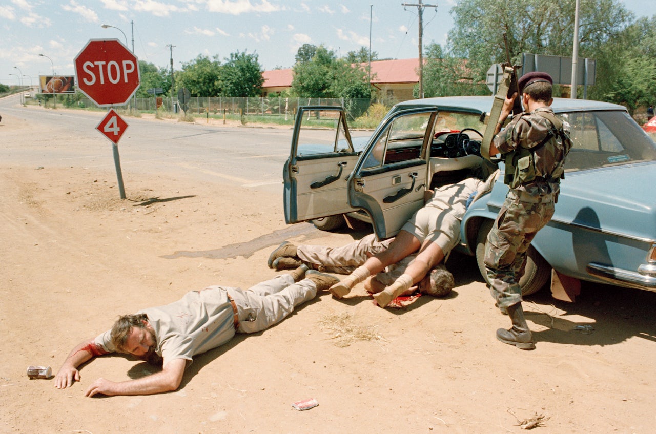 Wounded members of AWB following a shootout with Bophuthatswana Defence Force in 1994.