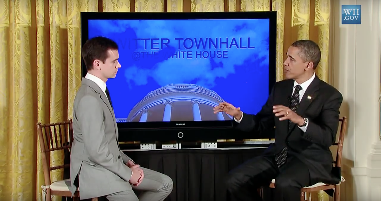 Jack Dorsey with President Obama for a “Twitter Town Hall.”
