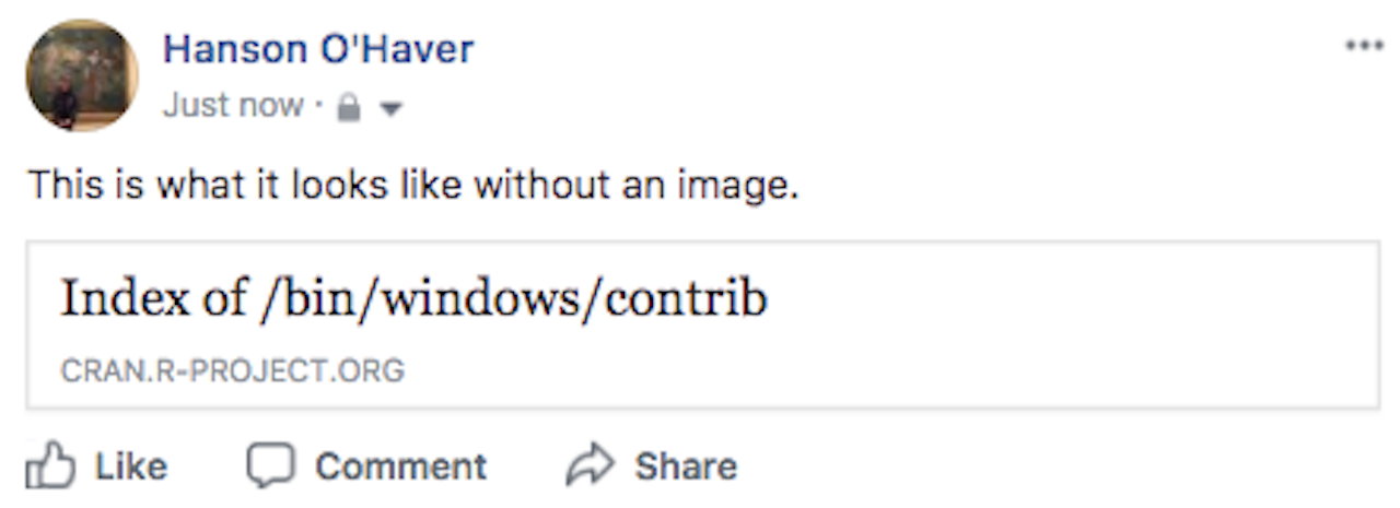 This is what it looks like when Facebook cannot find an image to grab.