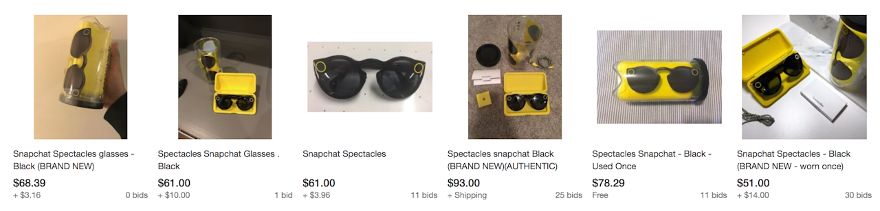 Snapchat Spectacles for sale on eBay.