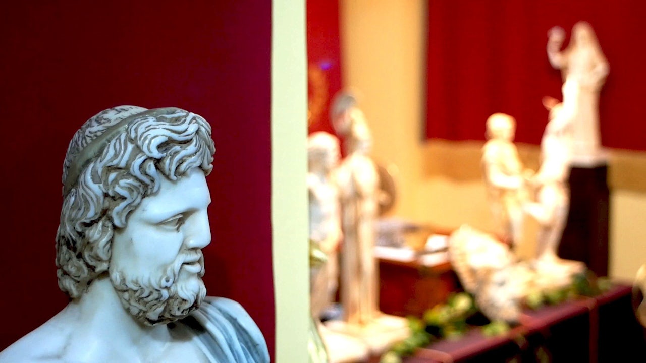 A bust of Zeus sits in the YSEE temple.