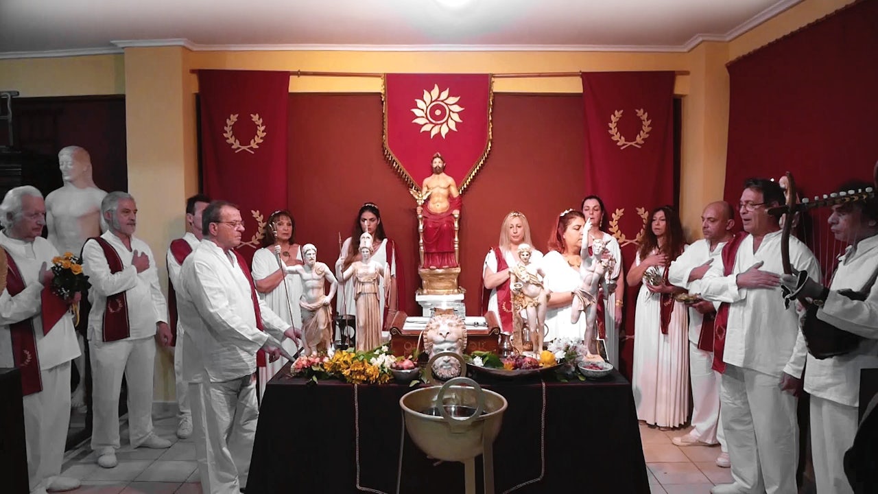 Priests and priestesses perform a ceremony at the YSEE church.