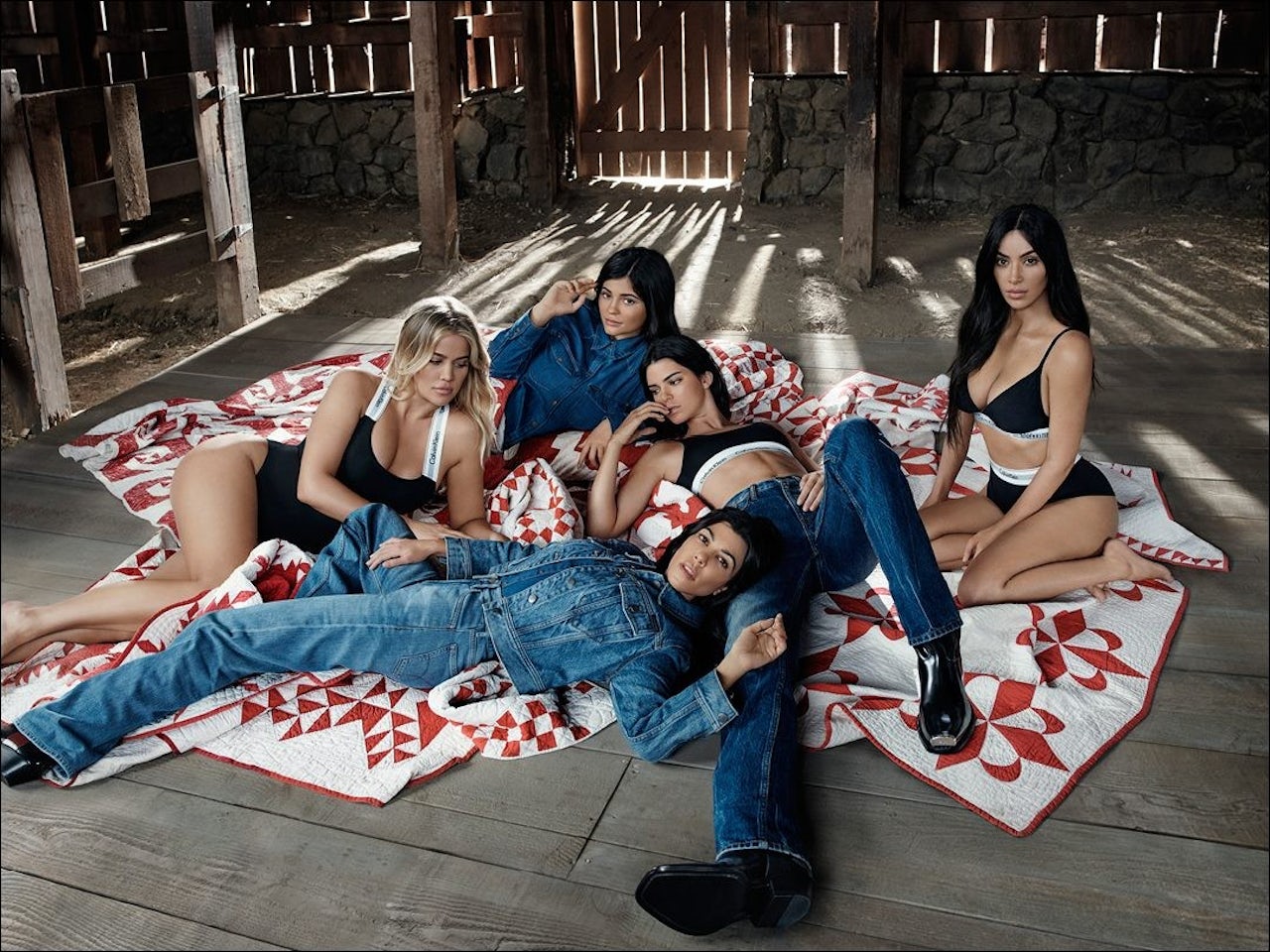 The Kardashian-Jenners in a totally normal meeting spot for Calvin Klein’s #MyCalvin's campaign.