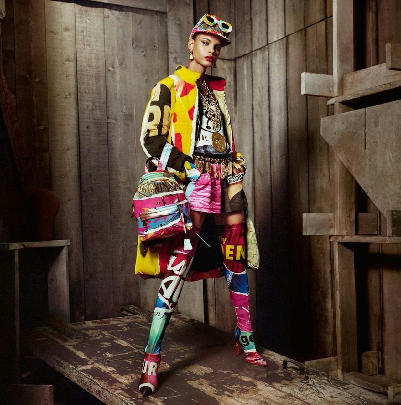 A shot from Moschino's Fall/Winter 17 campaign.