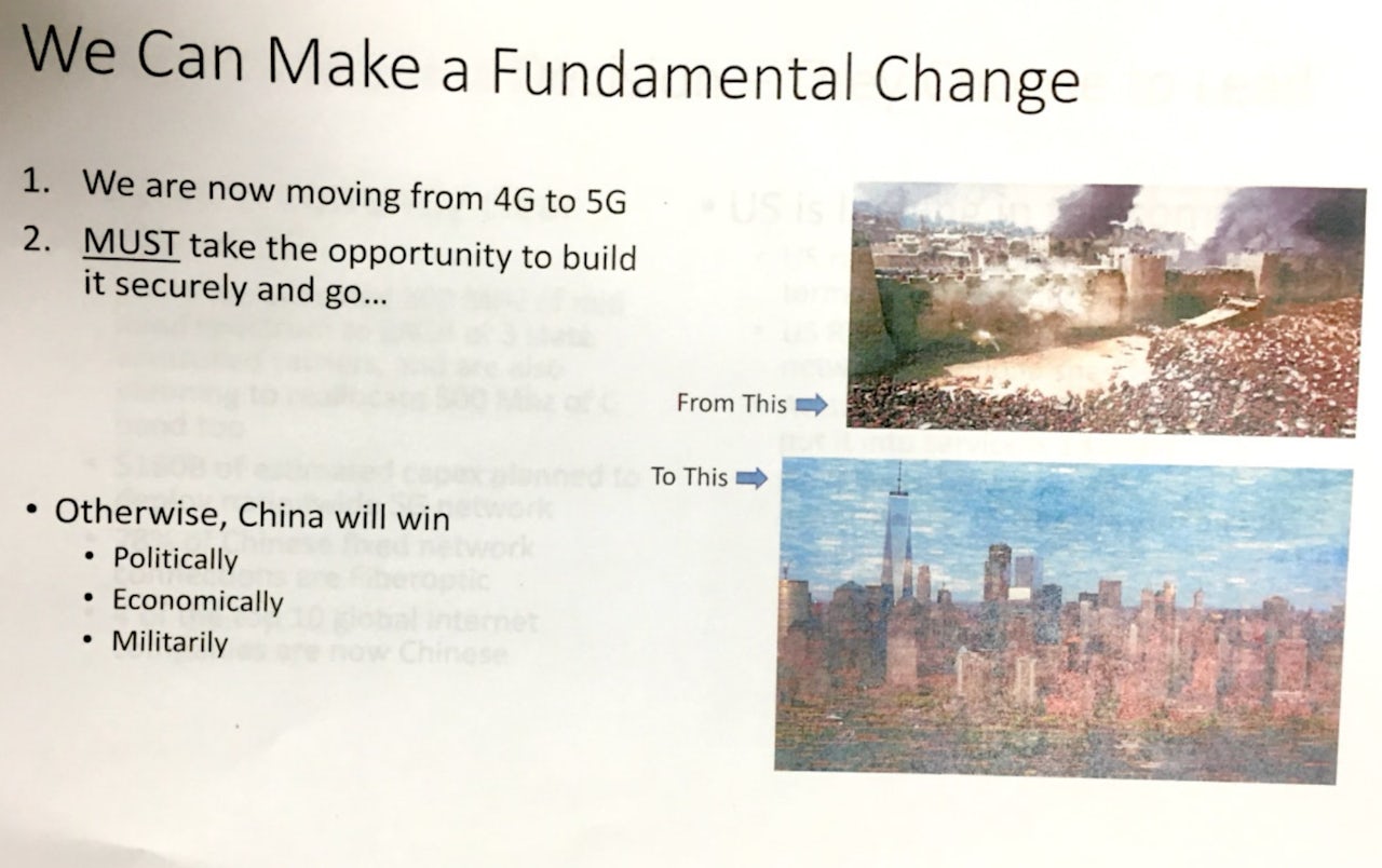 A page from the National Security Council’s proposal on a nationwide 5G network.