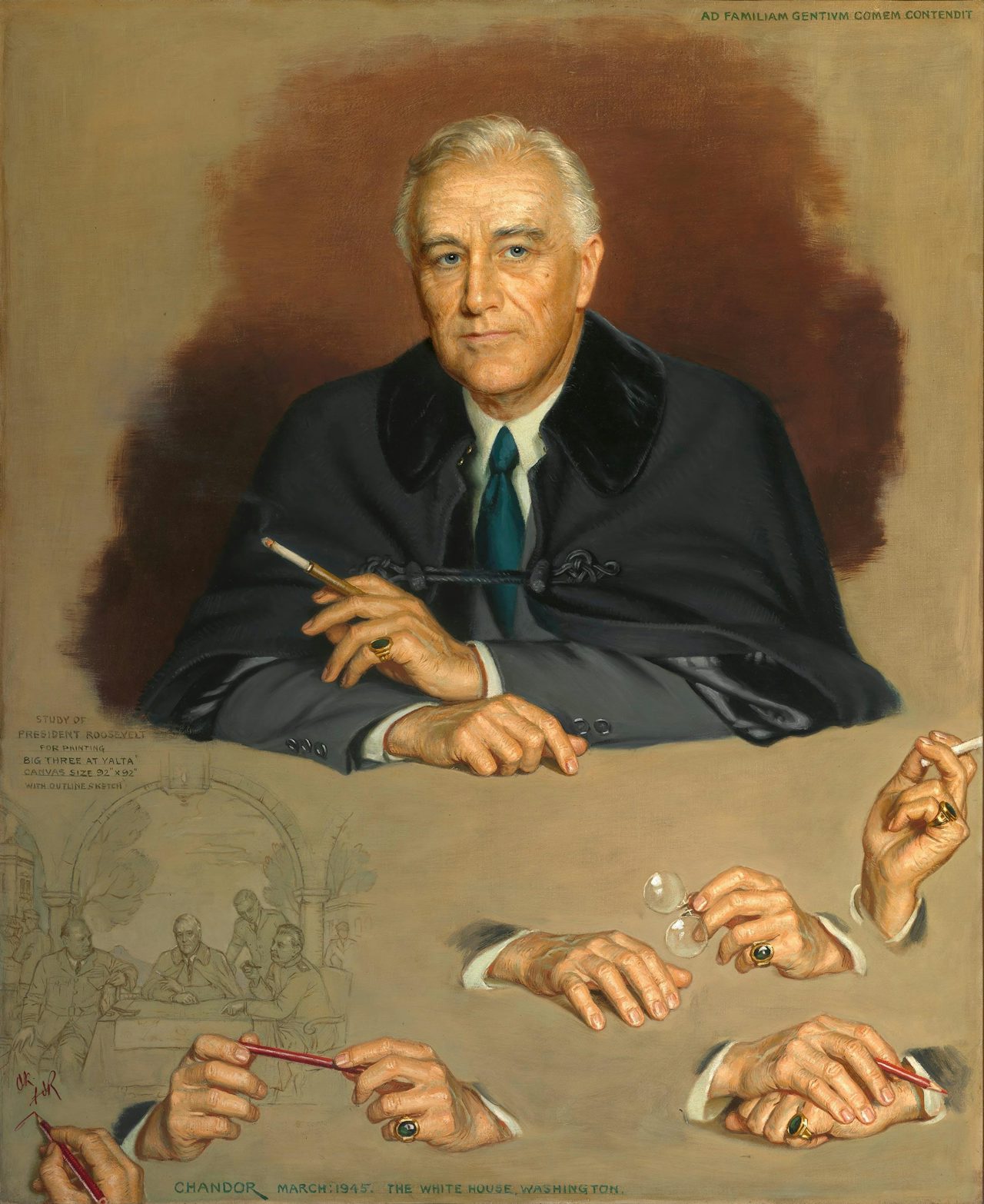 The portrait of FDR that is hanging in the Portrait Gallery's hall of presidents.
