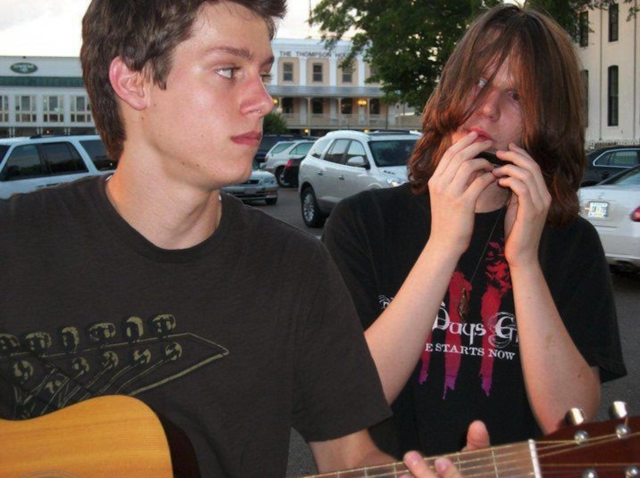 Josh, left, before his arrest.