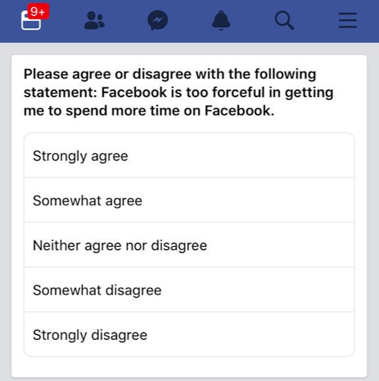 A Facebook survey shown to Nicole Durbin
