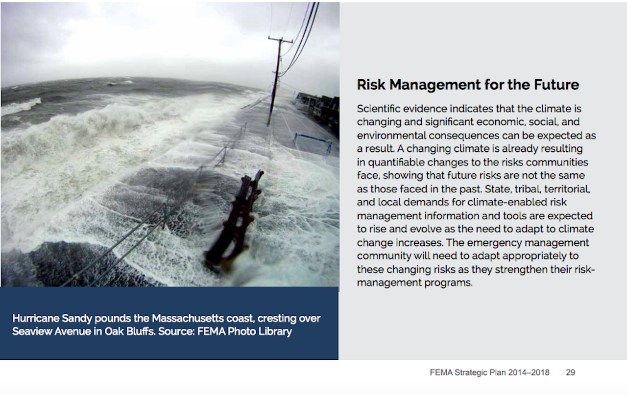 A screenshot from the FEMA 2014-2018 Strategic Plan, which mentions 