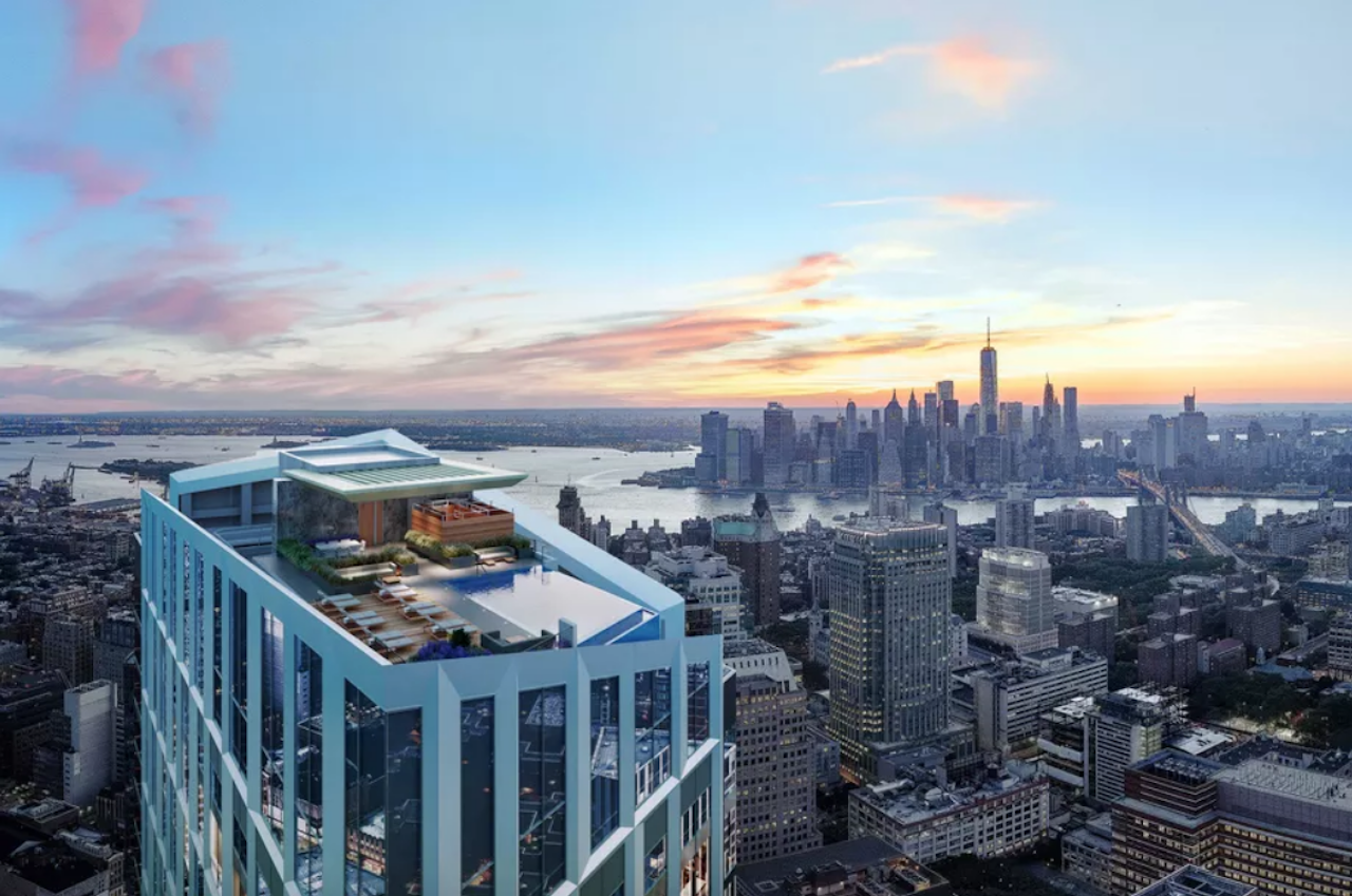 Computer rendering of the infinity pool that will sit atop Brooklyn Tower.