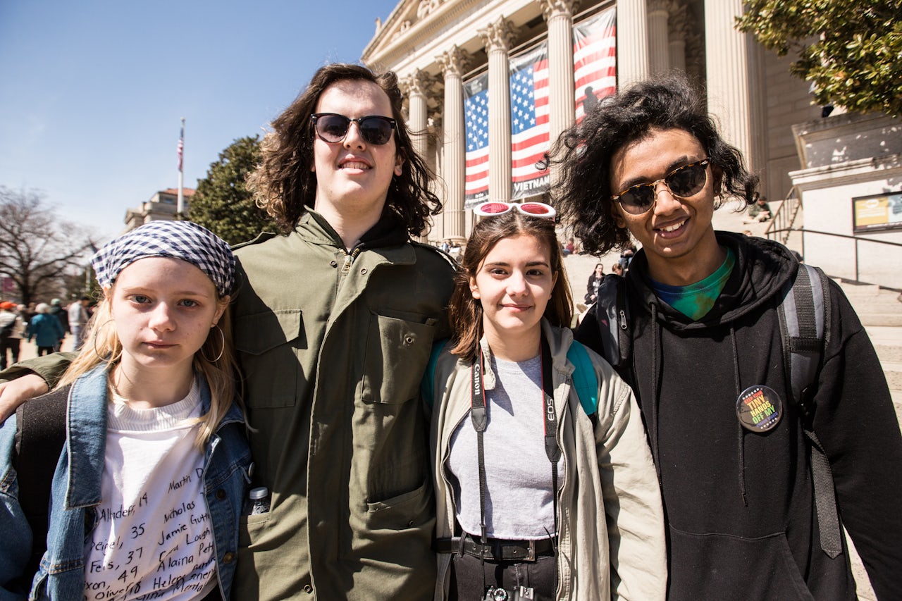 Left to right: Emma Whitney, 16; Benjamin Carpio, 19; Clara Whitney, 15; and Kirti Pandey, 15, from Washington, D.C.