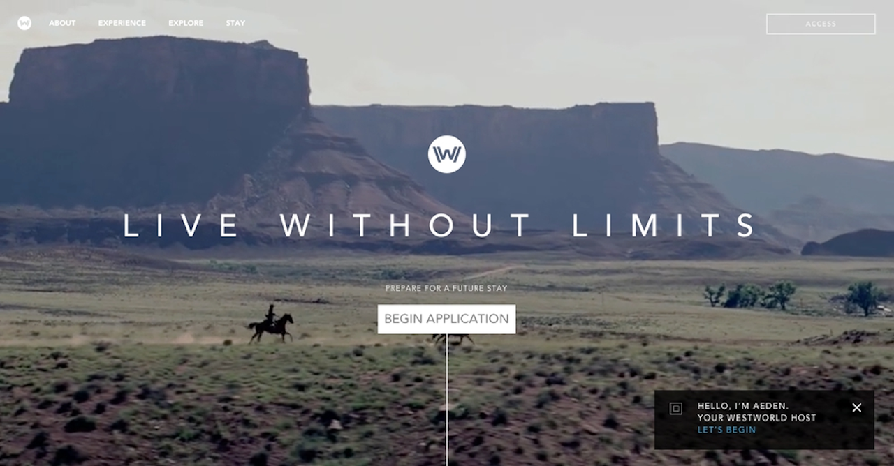 DiscoverWestworld's original homepage.