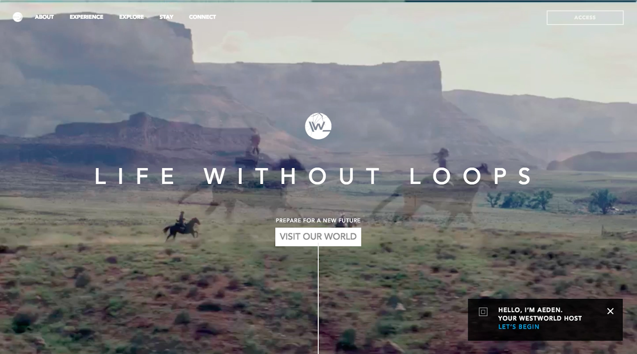 DiscoverWestworld's new homepage.