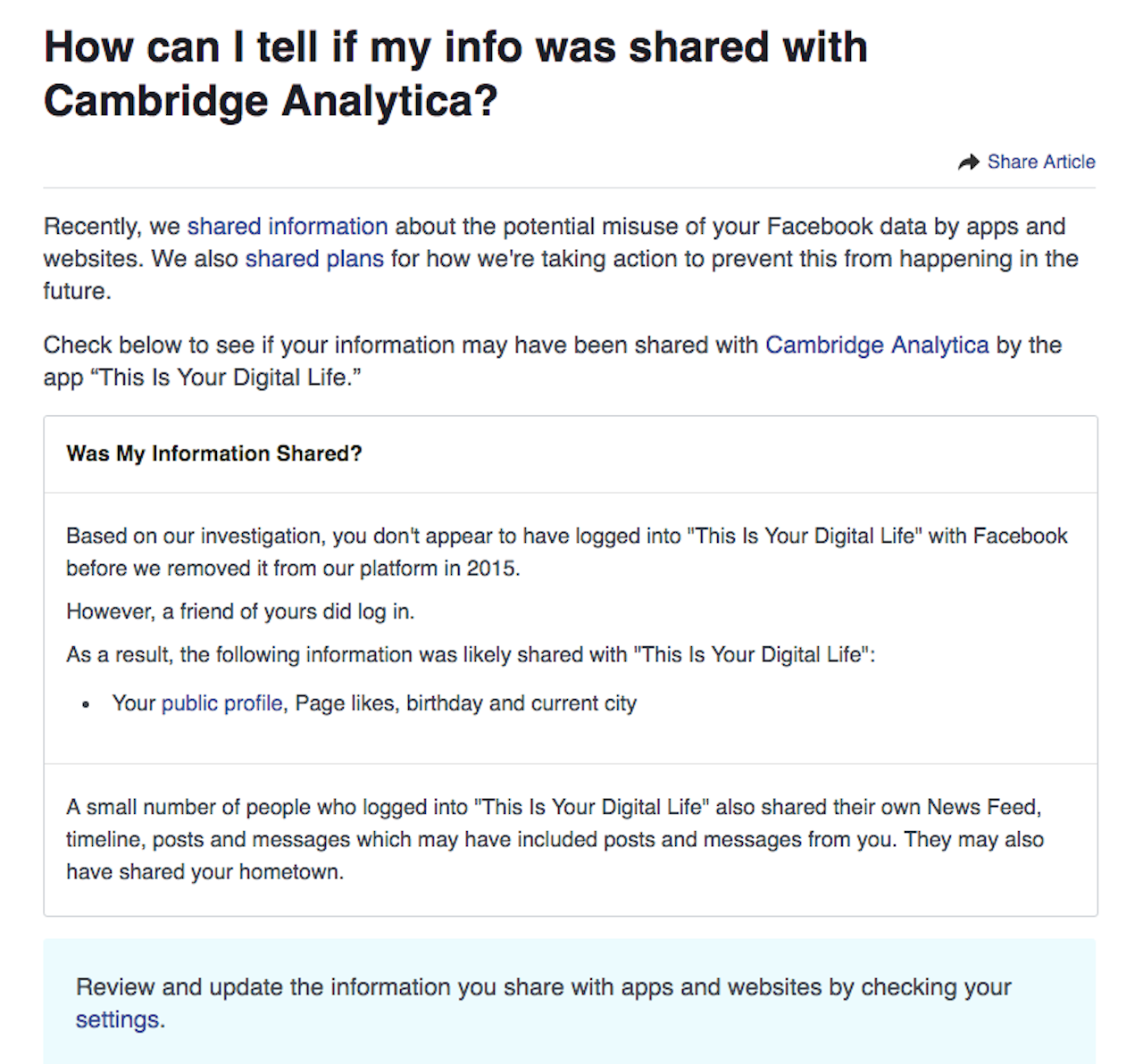 Facebook's data breach notification, pt. 2