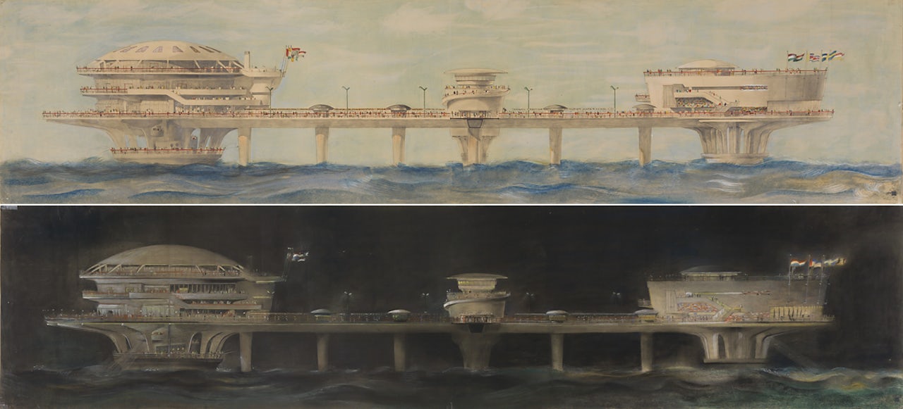 H. Th. Wijdeveld. Pier and boulevard Zandvoort, by day and night (1961-1965)